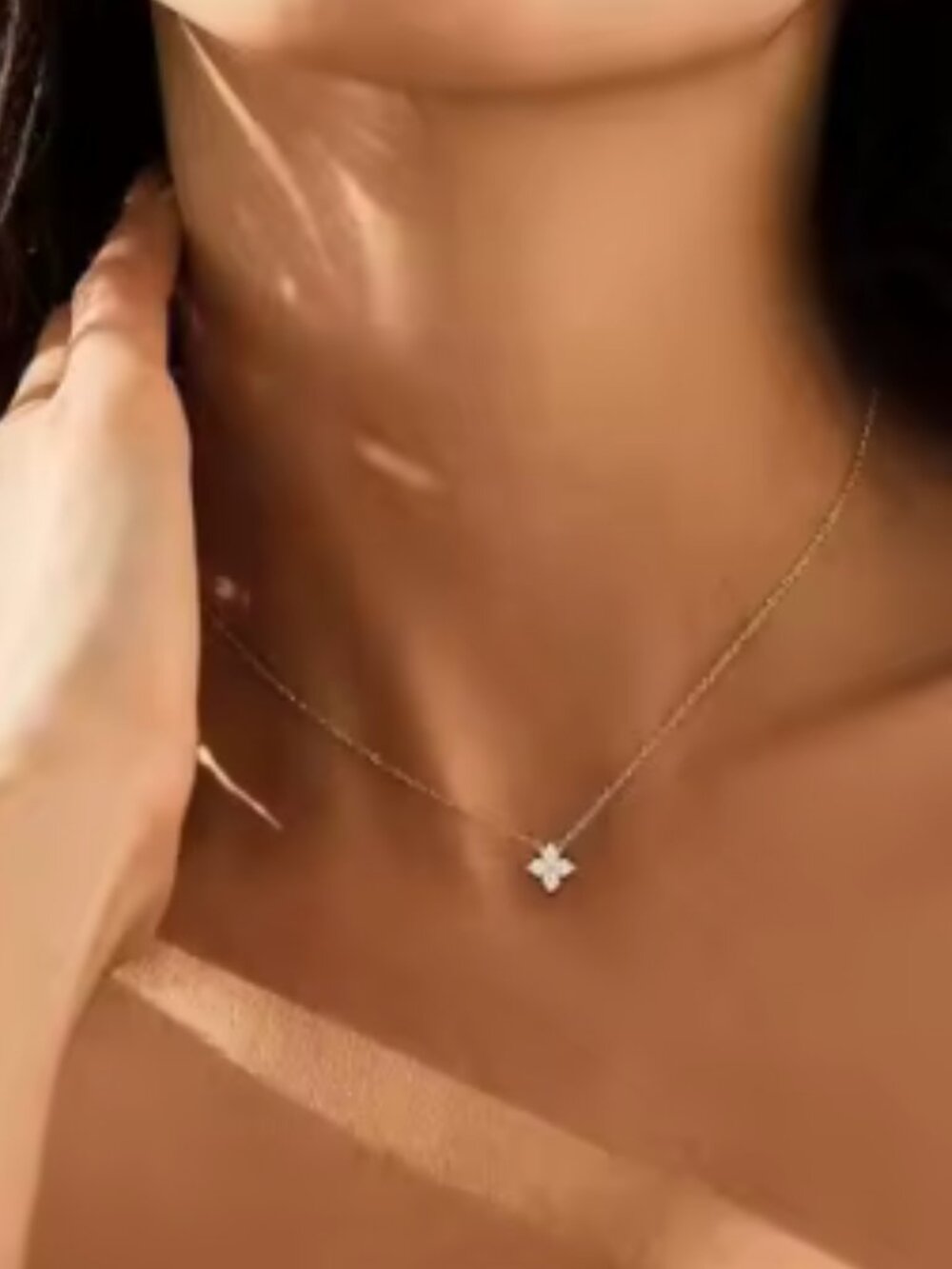 Dainty Non-Tarnish 14K Gold Plated Cubic Zirconia Pendant Necklace
